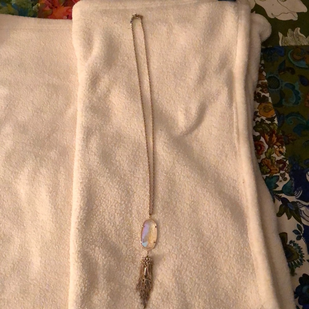 Iridescent long gold Kendra Scott necklace